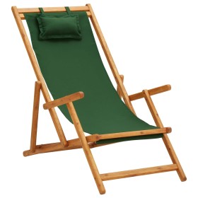 Silla de playa plegable madera maciza de eucalipto y tela