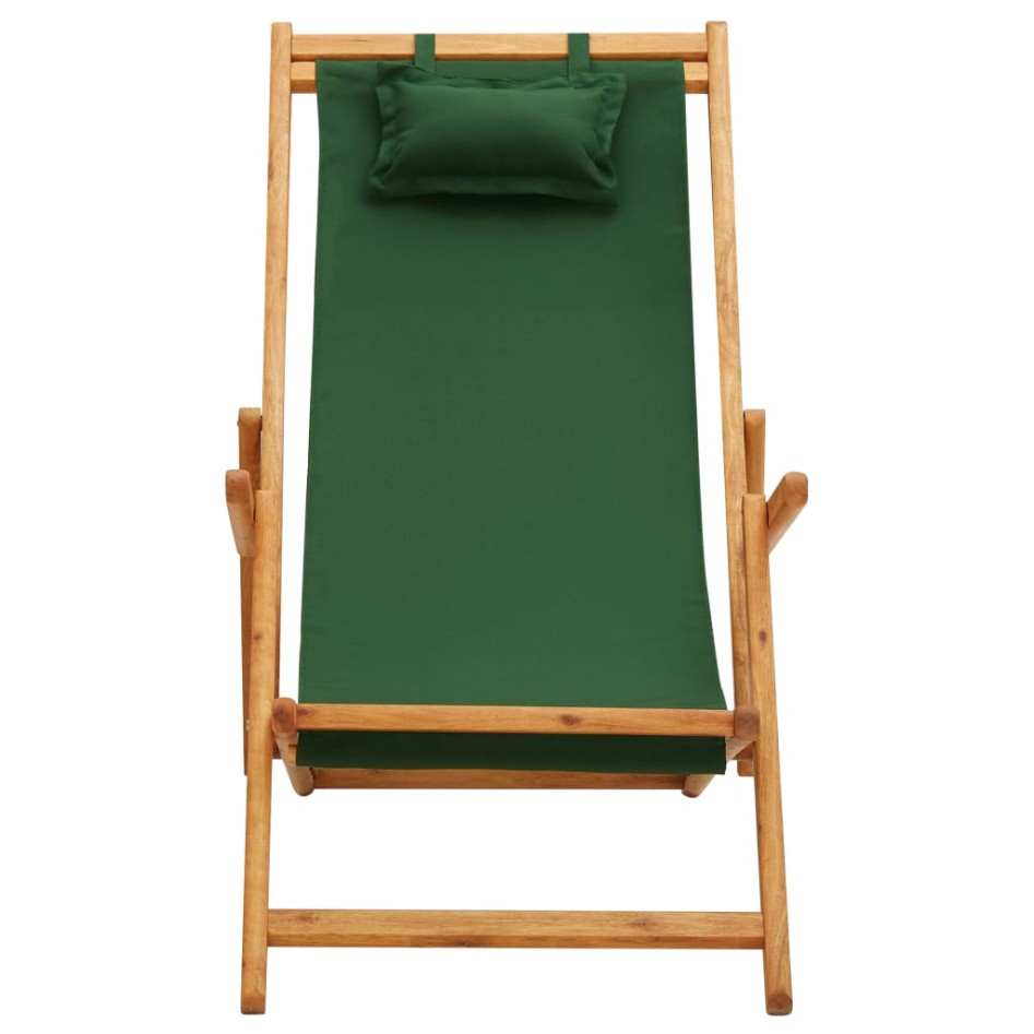 Silla de playa plegable madera maciza de eucalipto y tela