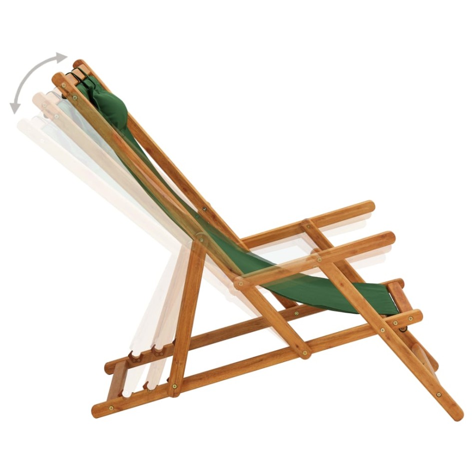 Silla de playa plegable madera maciza de eucalipto y tela