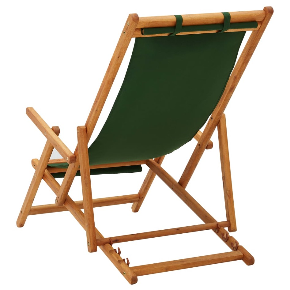 Silla de playa plegable madera maciza de eucalipto y tela