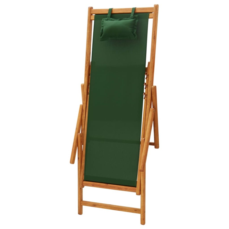 Silla de playa plegable madera maciza de eucalipto y tela