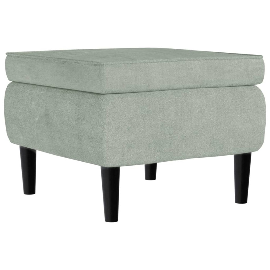 Taburete con patas de madera terciopelo gris