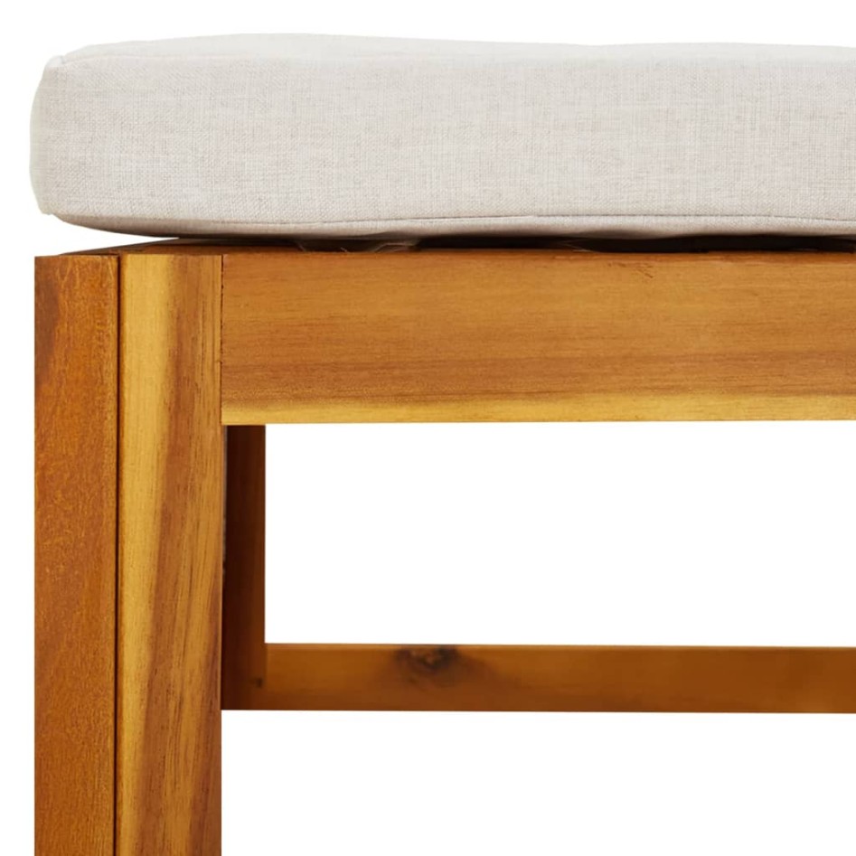 Reposapiés de jardín madera maciza acacia con cojín gris