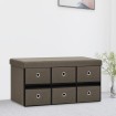 Banco de almacenaje plegable lino sintético marrón 76x38x38 cm