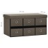 Banco de almacenaje plegable lino sintético marrón 76x38x38