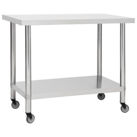 Mesa de trabajo para cocina con ruedas acero inox 100x60x85