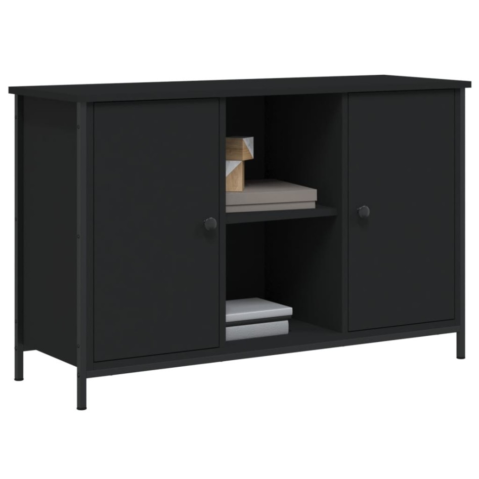Mueble de TV madera de ingeniería negro 100x35x65