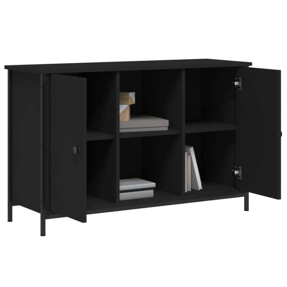 Mueble de TV madera de ingeniería negro 100x35x65