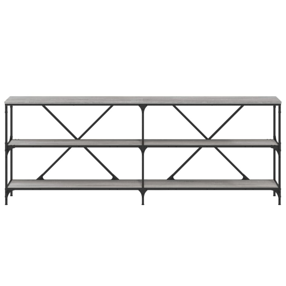 Mesa consola hierro y madera ingeniería gris Sonoma