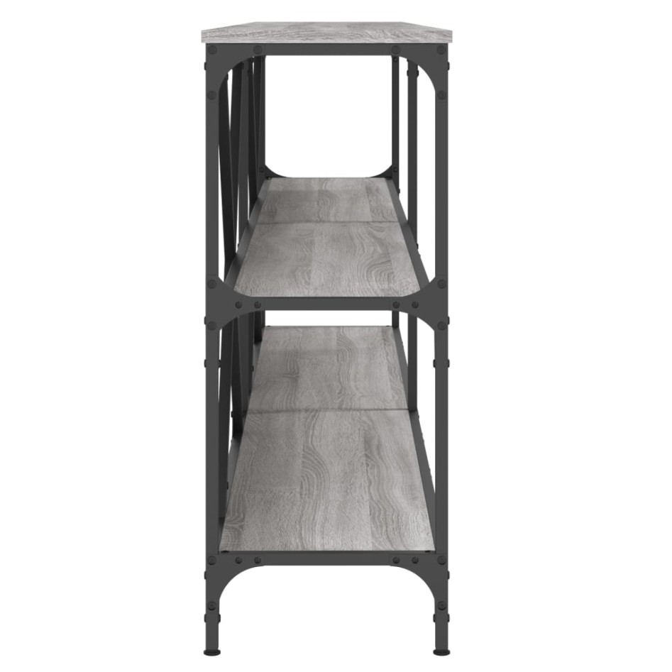 Mesa consola hierro y madera ingeniería gris Sonoma