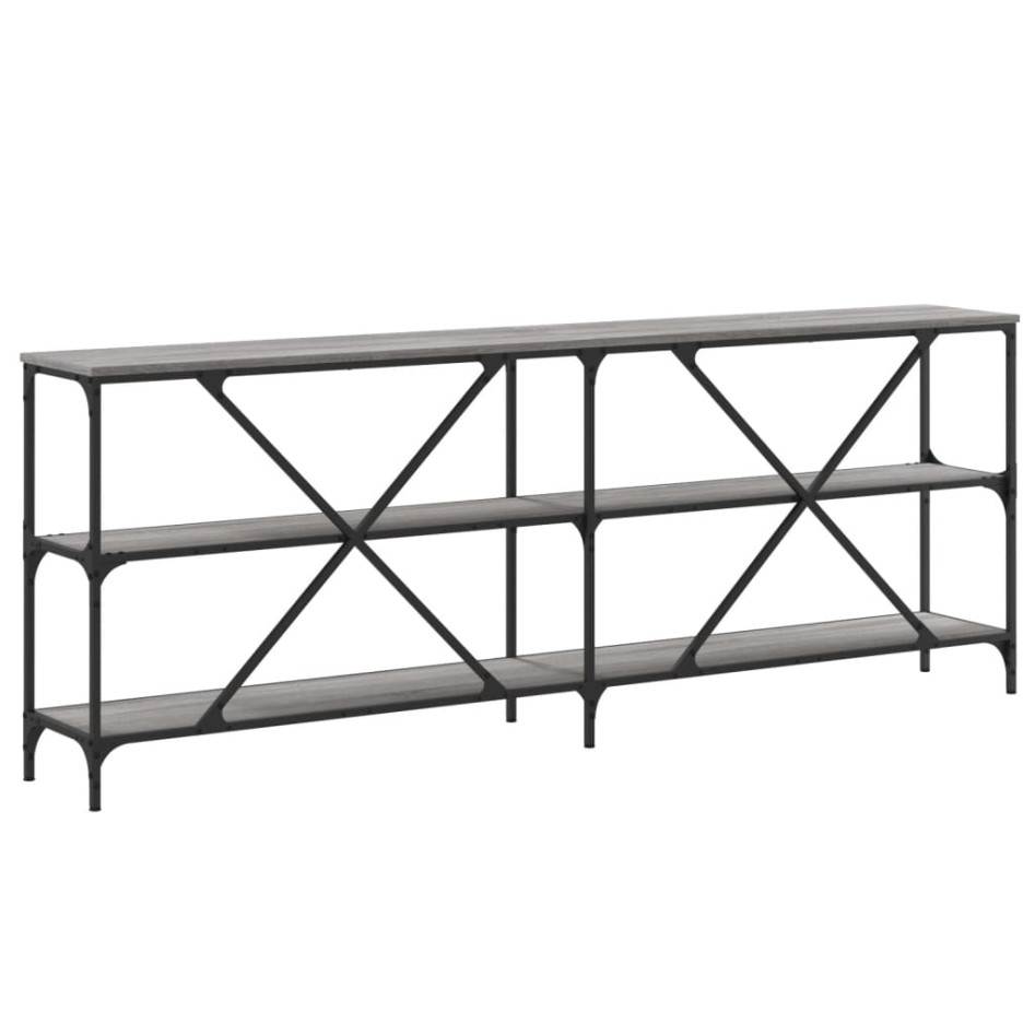 Mesa consola hierro y madera ingeniería gris Sonoma
