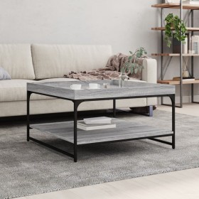 Mesa centro madera ingeniería y hierro gris Sonoma 80x80x45