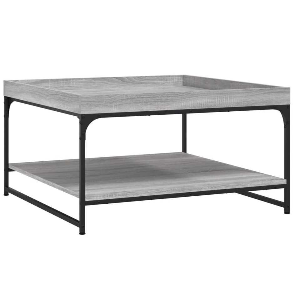 Mesa centro madera ingeniería y hierro gris Sonoma 80x80x45