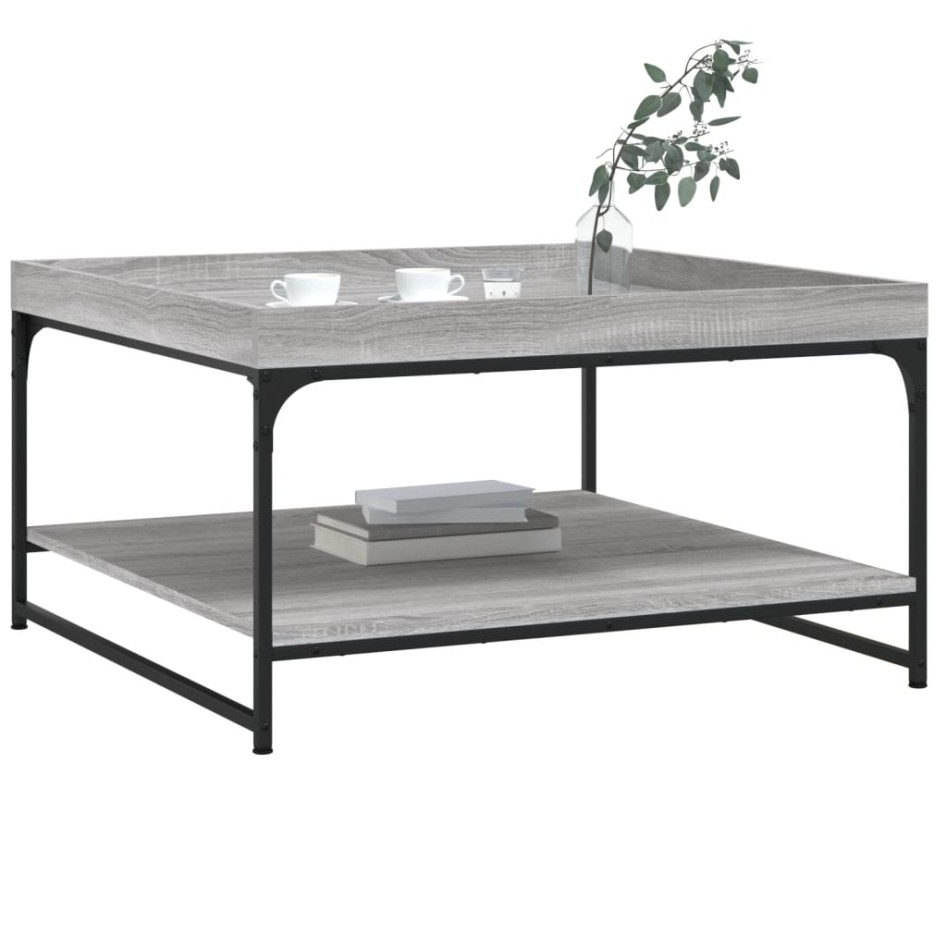 Mesa centro madera ingeniería y hierro gris Sonoma 80x80x45