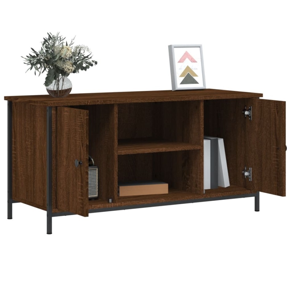 Mueble para TV madera contrachapada marrón roble 100x40x50