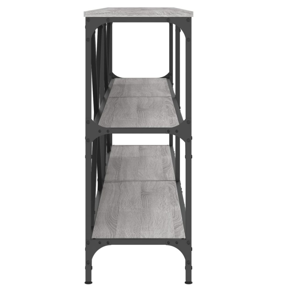 Mesa consola hierro y madera ingeniería gris Sonoma