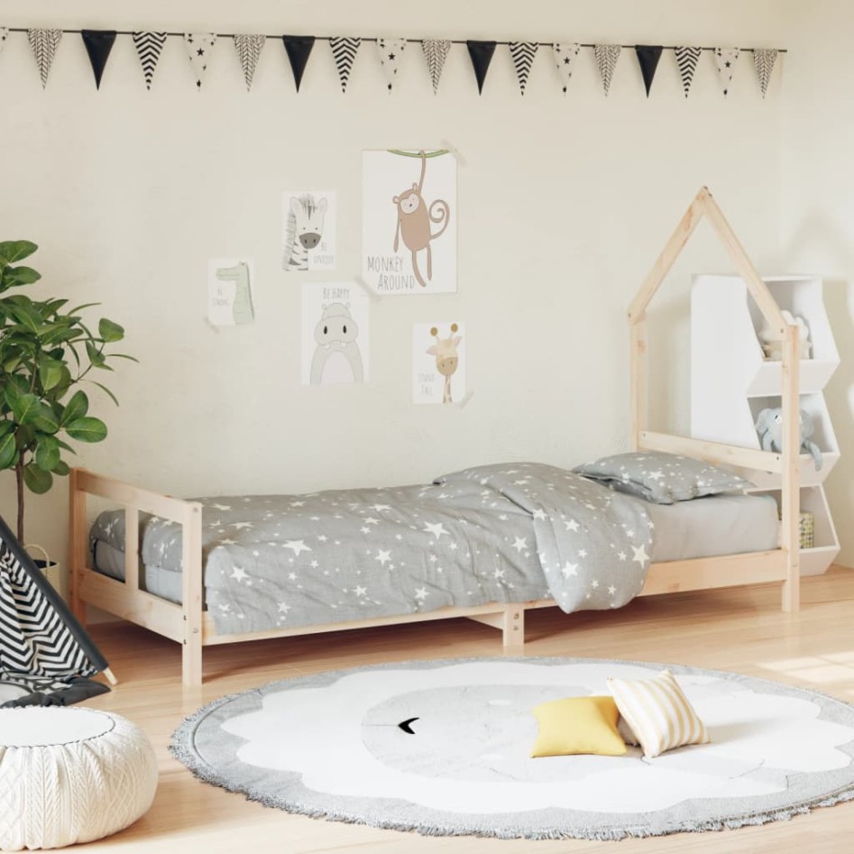 Estructura de cama para niños madera maciza de pino 80x200