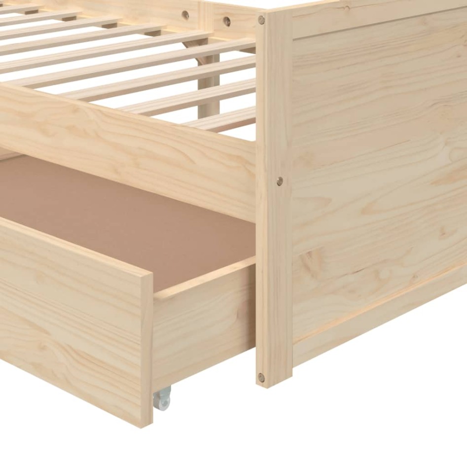 Estructura de cama con cajones madera maciza de pino 90x200
