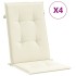 Cojín silla de jardín respaldo alto 4 uds tela crema