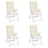 Cojín silla de jardín respaldo alto 4 uds tela crema