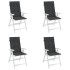 Cojín silla de jardín respaldo alto 4 uds tela negro