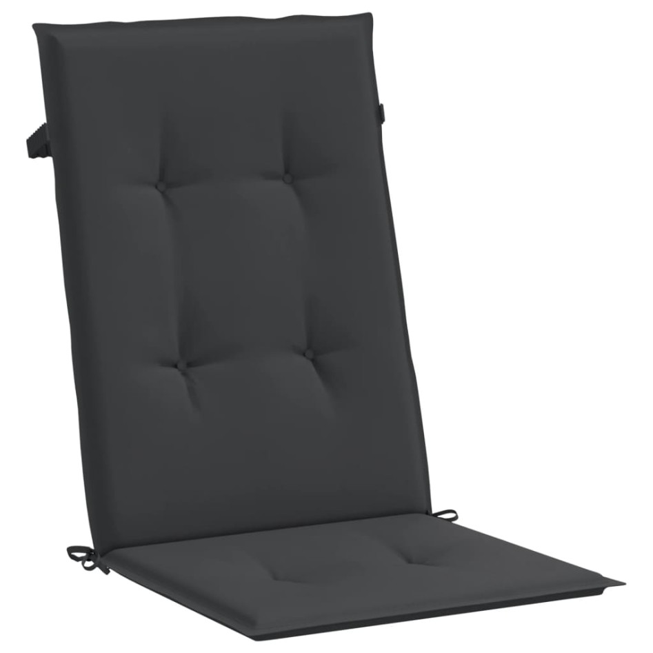 Cojín silla de jardín respaldo alto 4 uds tela negro