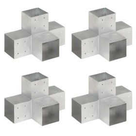 Conectores de postes en X 4 uds metal galvanizado 101x101