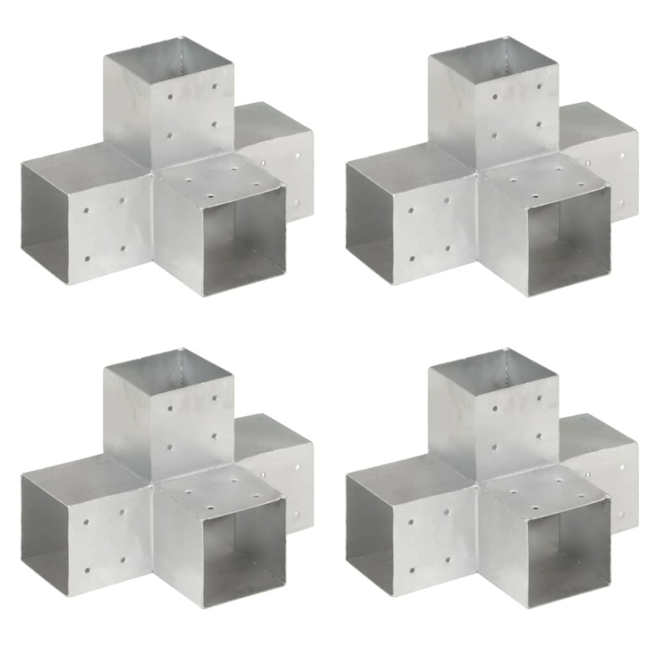 Conectores de postes en X 4 uds metal galvanizado 101x101