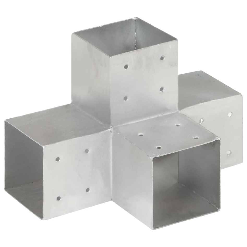 Conectores de postes en X 4 uds metal galvanizado 101x101