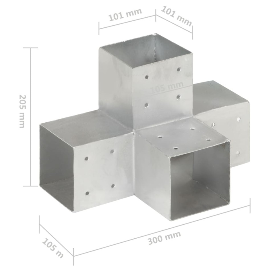 Conectores de postes en X 4 uds metal galvanizado 101x101