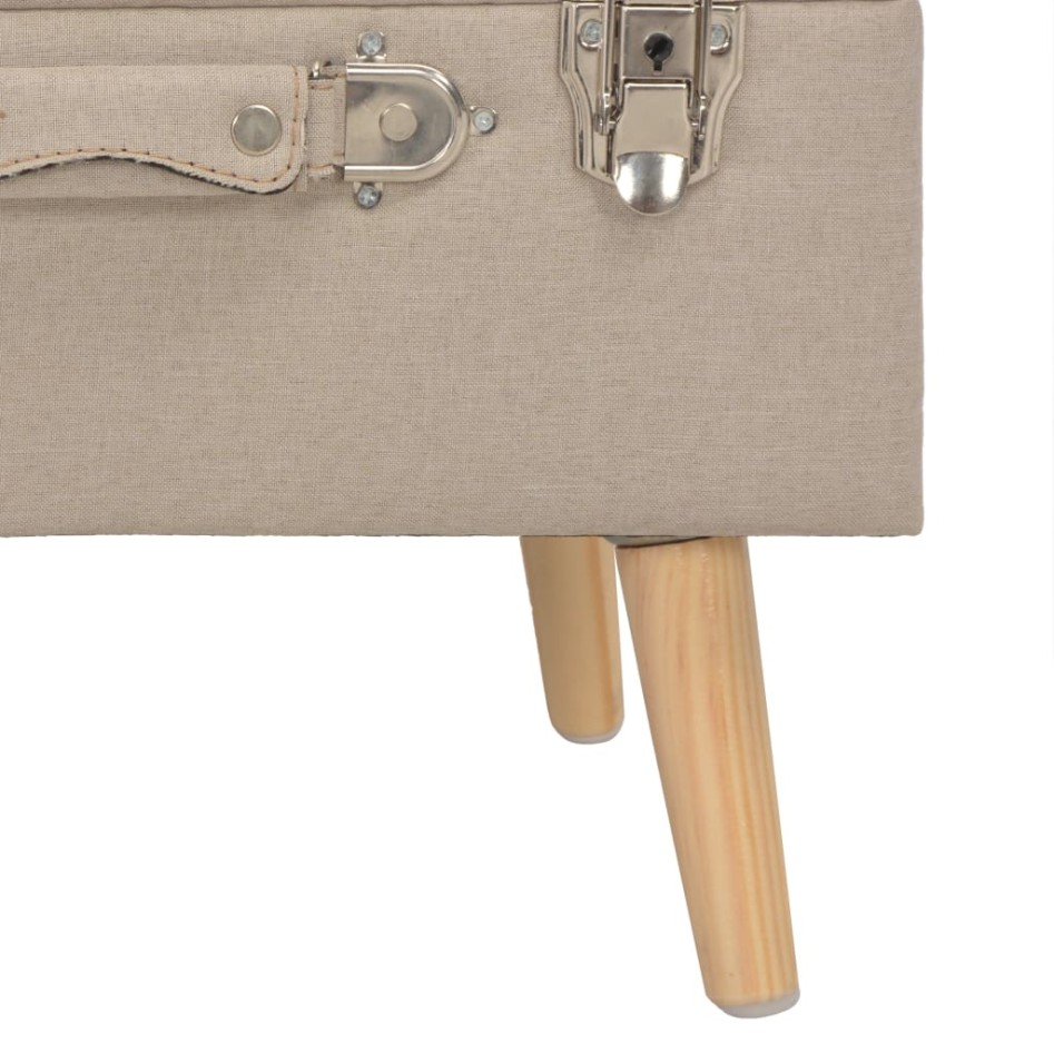 Taburete de almacenamiento 40 cm beige de