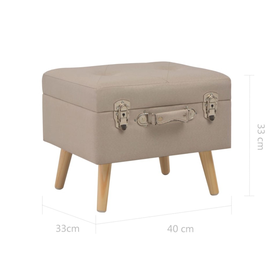 Taburete de almacenamiento 40 cm beige de