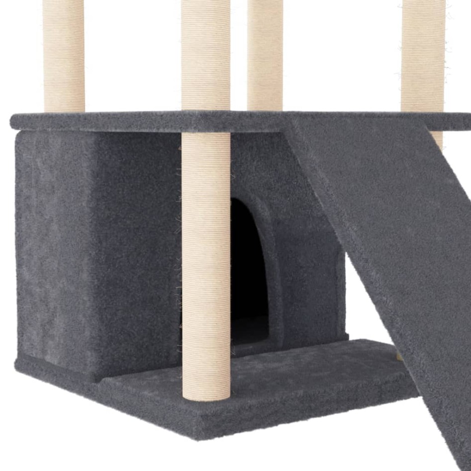 Rascador para gatos con postes de sisal gris oscuro 133