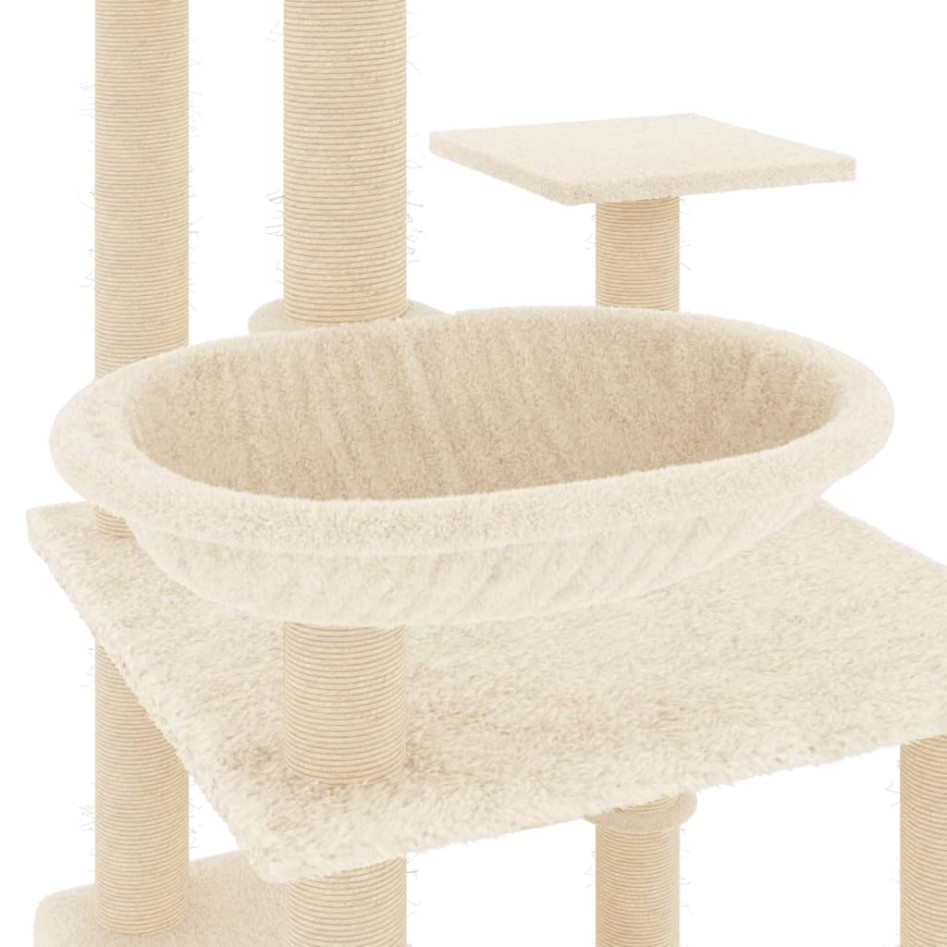 Rascador para gatos con postes de sisal color crema 141