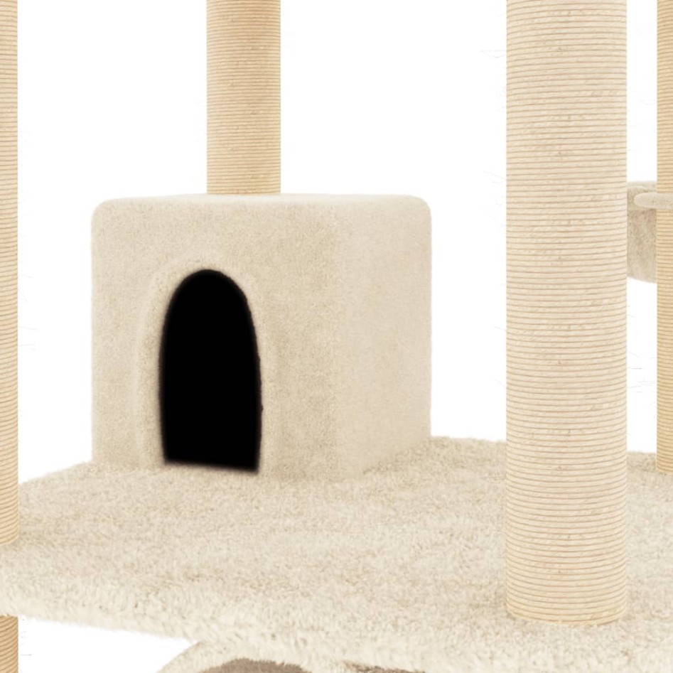 Rascador para gatos con postes de sisal color crema 141