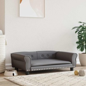 Cama para perros de cuero sintético gris 95x55x30