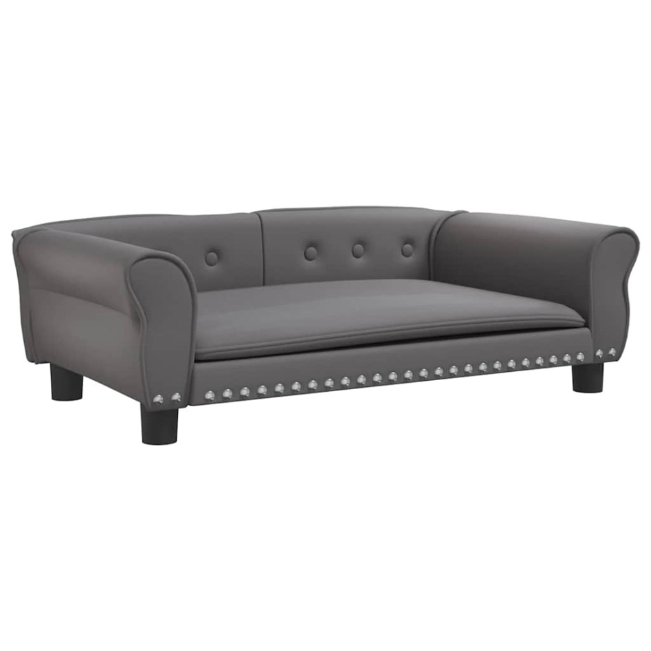 Cama para perros de cuero sintético gris 95x55x30