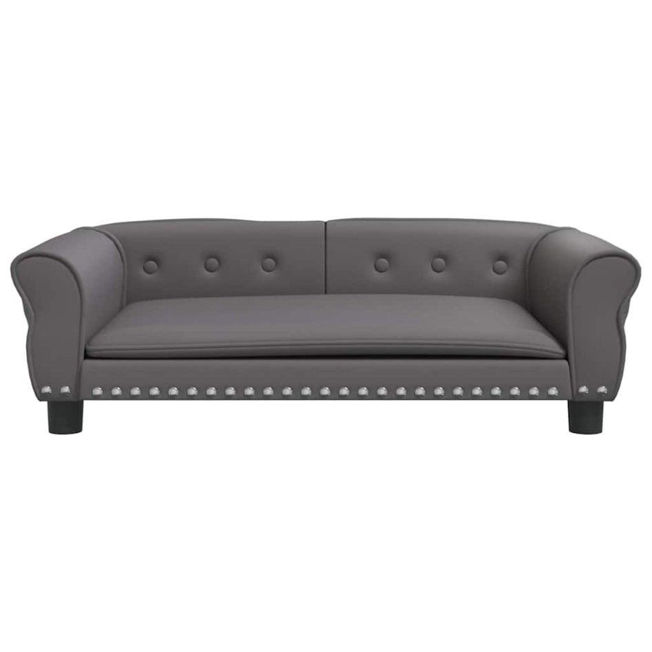 Cama para perros de cuero sintético gris 95x55x30