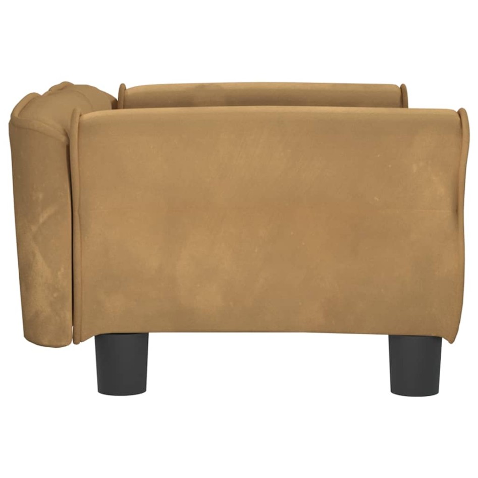Cama para perros de terciopelo marrón 70x45x30