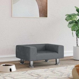 Cama para perros de terciopelo gris oscuro 50x40x26,5