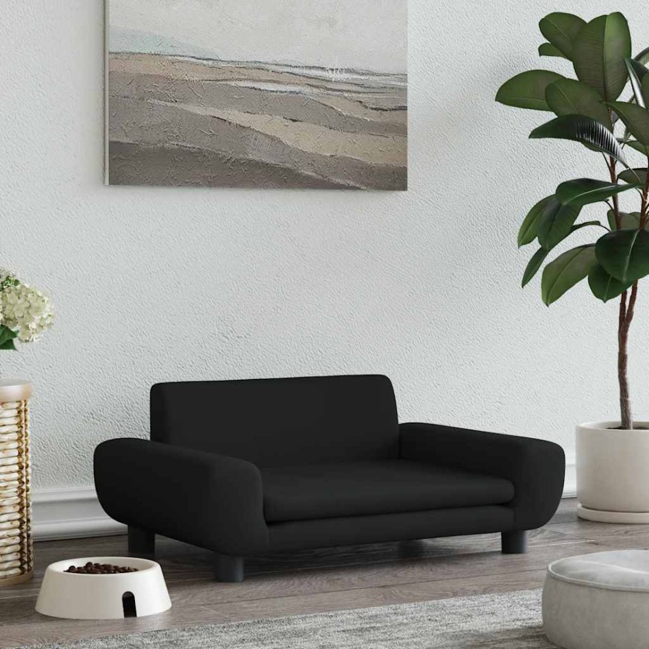 Cama para perros de terciopelo negra 70x45x33