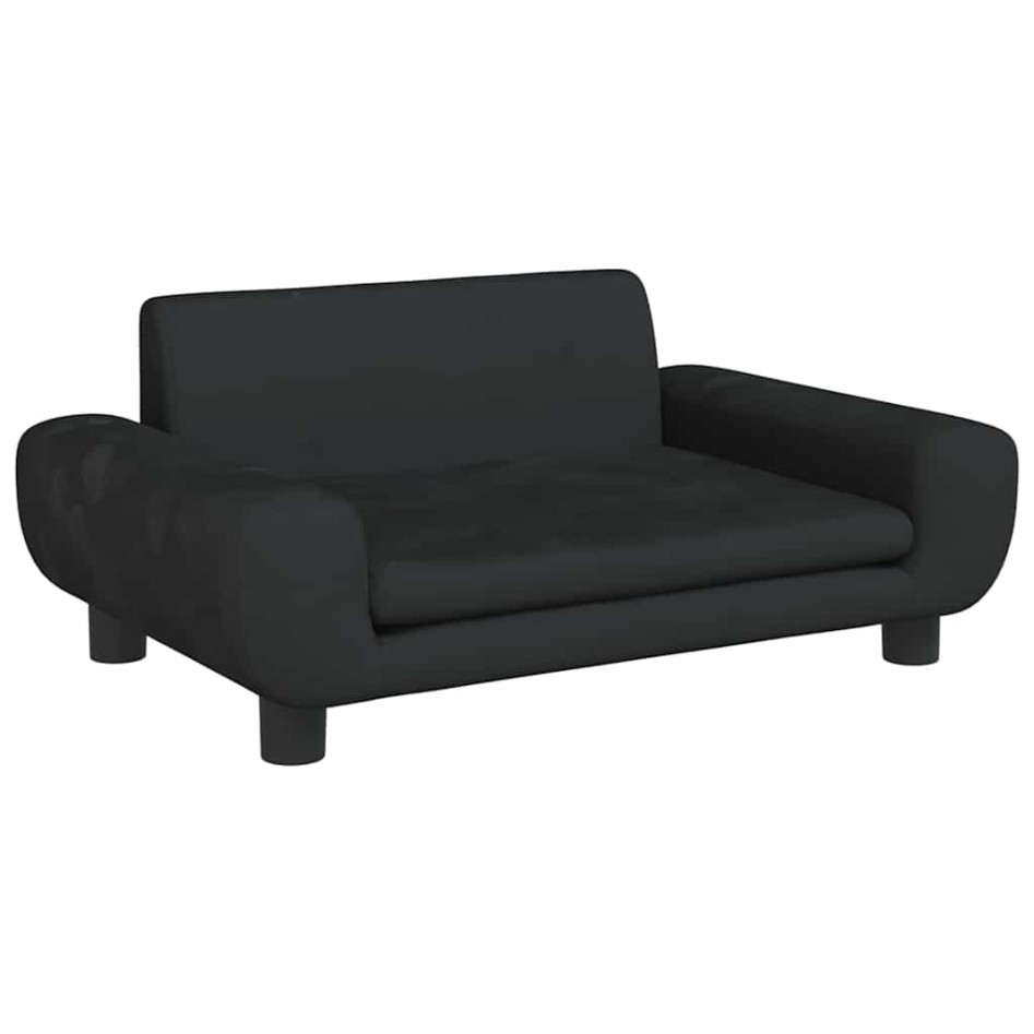 Cama para perros de terciopelo negra 70x45x33