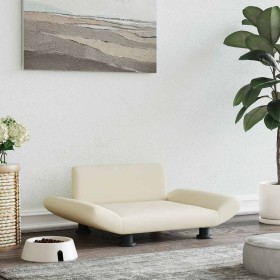 Cama para perros de cuero sintético crema 70x45x28