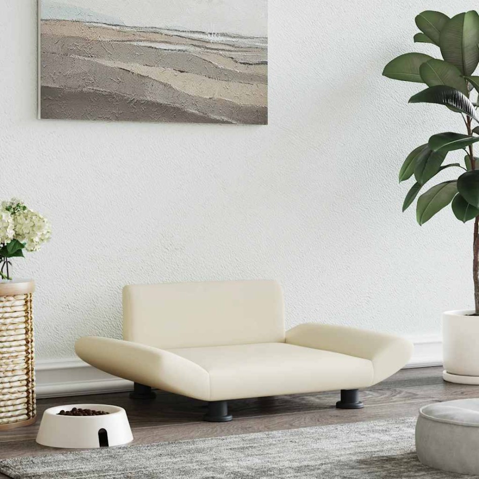 Cama para perros de cuero sintético crema 70x45x28