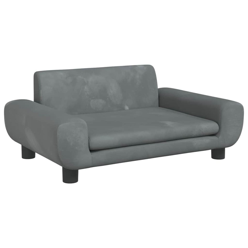 Cama para perros de terciopelo gris oscuro 70x45x33