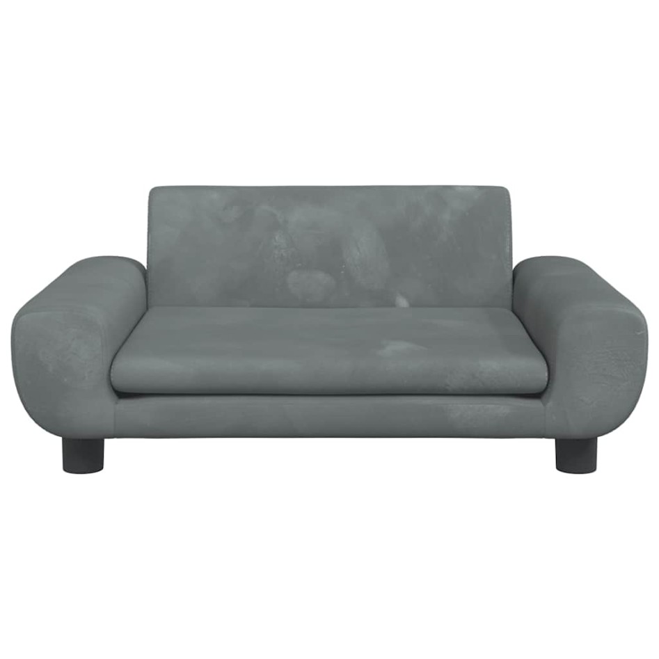 Cama para perros de terciopelo gris oscuro 70x45x33