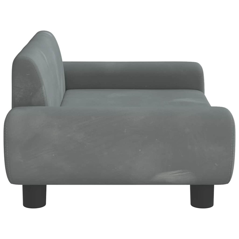 Cama para perros de terciopelo gris oscuro 70x45x33