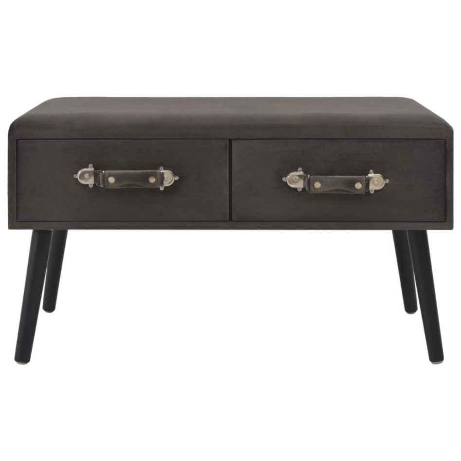 Banco con cajones terciopelo gris 80