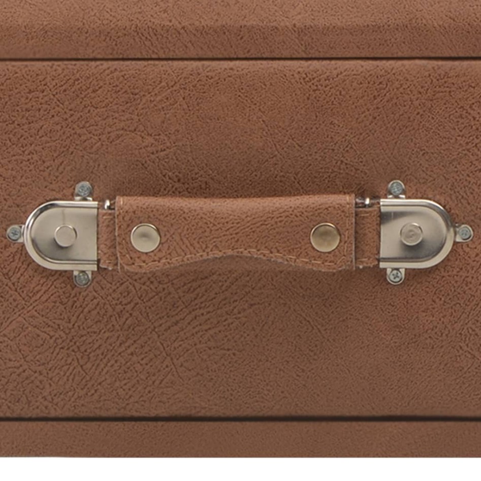 Banco con cajones cuero sintético marrón oscuro 80