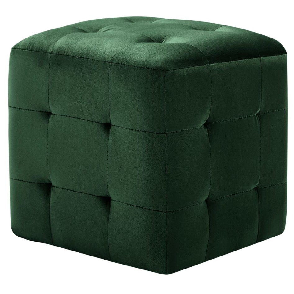 Puf 2 unidades terciopelo verde 30x30x30
